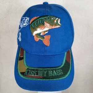 Men's Baseball Cap Hat Blue KISS MY BASS